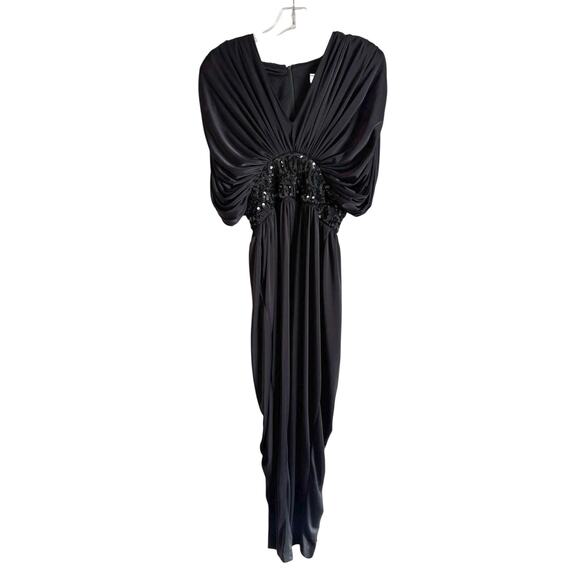 Vintage Lizzy & Johnny By Lucero Black Sequins Jumpsuit Plisse Disco 1980’s 6 - Picture 1 of 12